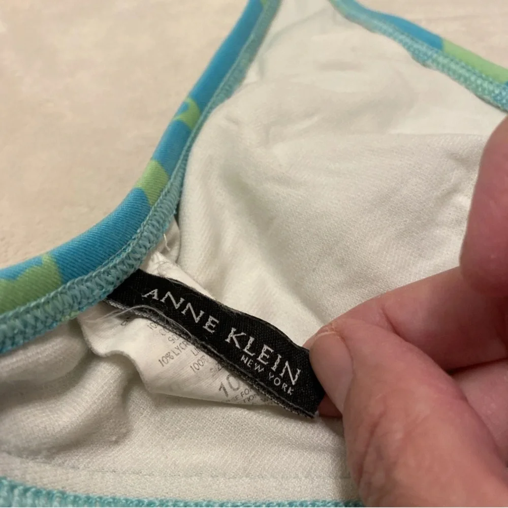 Anne Klein Light Blue and Green Floral Bikini Top